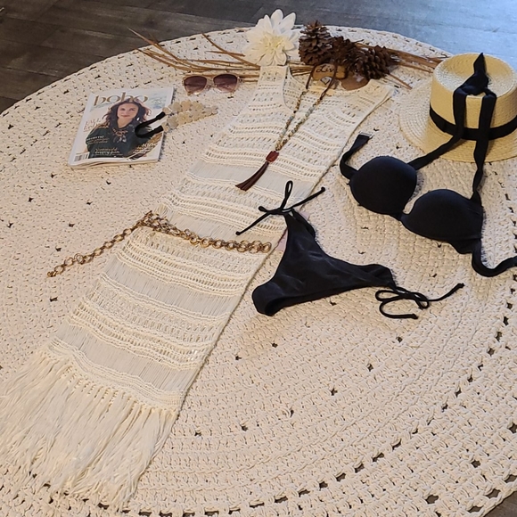 NEW NWT  BOHO CREAMY WHITE  CROCHET DRESS COVERUP. - Picture 13 of 15